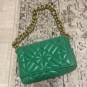 Zara green gold chain shoulder bag